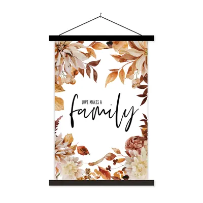 Produktbild von MuchoWow® Textilposter Sprichwörter - Zitate - Liebe macht eine Familie 60x90 cm mit schwarzem Rahmen - Poster Wohnzimmer