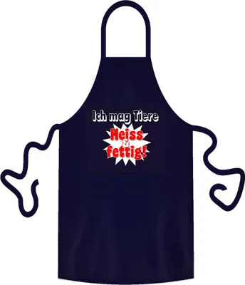 Produktbild von teprovo Herren Grillschürze Kochschürze Latzschürze Schürze Mann Kochen Grillen 116cm Dunkelblau ich mag Tiere heiß und fettig