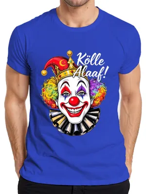 Obrázok produktu pre Kölle Alaaf – kolínsky karneval, klaun, dúhová parochňa, pánske tričko na karneval, modré, XL