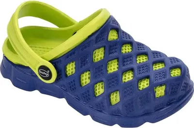 Produktbild von Fashy 7446 50 Kinder Uni Bade-Clog Sephia Blau - Limette, Blau, Gr. 35