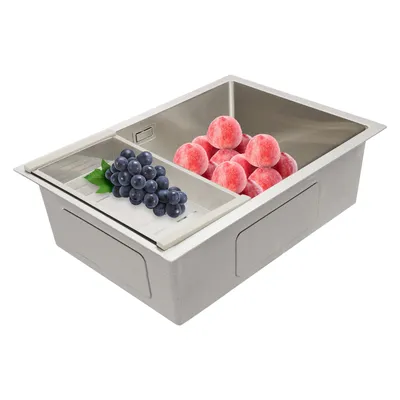 Zdjęcie produktu dla Zlewozmywak ze stali nierdzewnej 60*44*19cm Zlewozmywak z ociekaczem srebrny