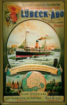 Produktbild von Blechschild Lübeck Abo Dampfer Dampfsegler Schiff Schild Nostalgieschild