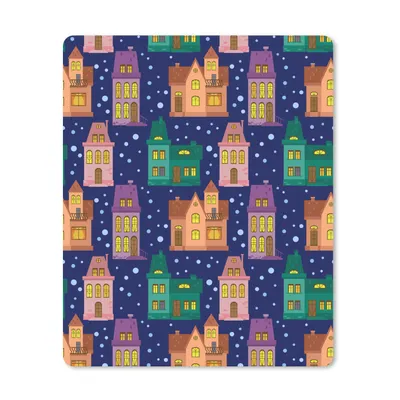 Produktbild von MuchoWow® Mauspad Mousepad Winter - Muster - Haus 19x23 cm - Mousepads - Maus Mat - Pad - Mausunterlage - Mauspads - Spielen
