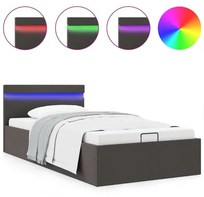 Obrázok produktu pre vidaXL Posteľ so zásuvkou na posteľ Hydraulická LED tmavosivá látka 90x200 cm