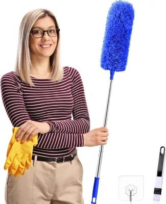 Image de Plumeau télescopique long, extensible jusqu'à 2,45m, tête de nettoyage flexible, 5 pièces