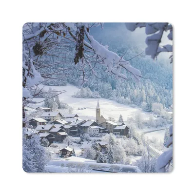 Produktbild von MuchoWow® Mauspad Mousepad Alpen - Schnee - Dorf 30x30 cm - Mousepads - Maus Mat - Pad - Mausunterlage - Gaming