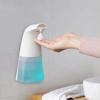 Produktbild von Automatischer Schaumseifenspender - 250 ml - Sensorsteuerung - Stand- oder Wandmontage - USB + Batterie - Nur für Schaumseife - Weiß [51123A]
