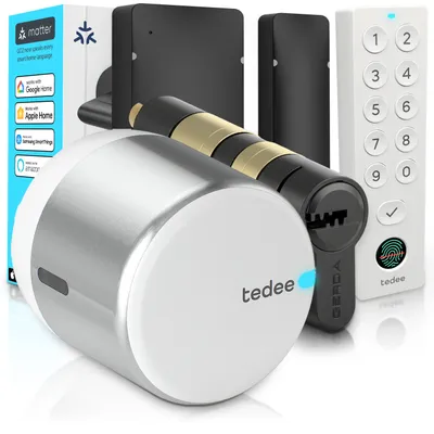 Immagine prodotto di tedee GO2 Alu Serratura Smart | Impronta Digitale, Sensore Porta, Cilindro Classe 6 Antieffrazione | Matter, Alexa, Google Home, Apple HomeKit