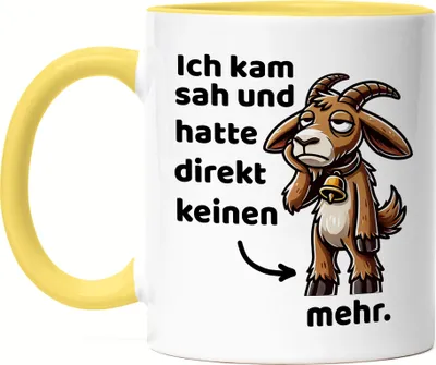Produktbild von Ich kam sah und hatte direkt keinen Bock mehr Tasse Gelb Geschenkidee für Ziegenfans witziges Ziegenmotiv cooles Design