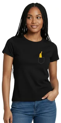 Produktbild von Spreadshirt Banane in Brusttasche Frauen T-Shirt, S, Schwarz