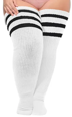 Produktbild von Plus Size Overknee Socken für Damen im Gestreiften Design