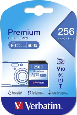 Produktbild von Verbatim SecureDigital SDXC 256GB 256GB SDXC UHS-I Class 10 Speicherkarte - SD - 256 GB