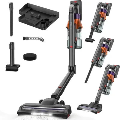 Produktbild von Lubluelu Akku Staubsauger 600W, 55 kPa, 65 Min Laufzeit, selbststehend & faltbar, Ladestation, 7-Stufen Filtersystem, Tierhaare, Böden & Teppiche