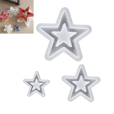 Produktbild von 3pcs Stern-Gießformen, Silikon-DIY-Formen (groß, mittel, klein), hitzebeständig –40℃ bis 270℃, für Harz, Gips, Wachs, Zement, Deko & Bastelprojekte