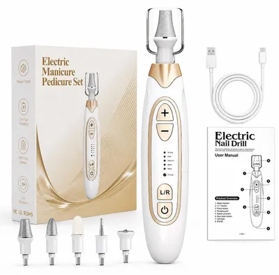 Produktbild von Elektrischer Nagelfräser, kabelloser Nagelschleifer mit 5 Geschwindigkeitsstufen, LED-Licht, USB-C, 8 Schleifaufsätzen, für Gel-, Acryl-, Natur- und Fußnägel