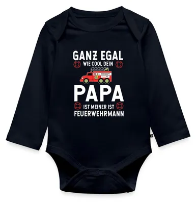 Produktbild von Spreadshirt Feuerwehr Papa Lustiger Spruch Feuerwehrmann Tages Baby Body Langarm, 62 (2-3 M.), Navy