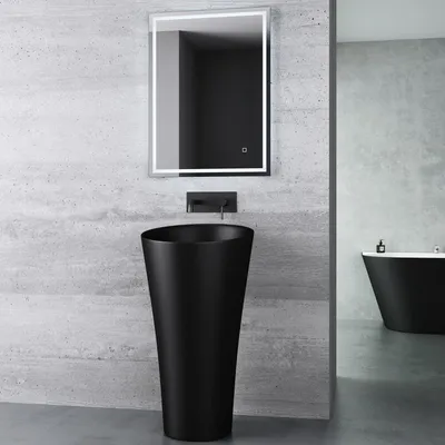Produktbild von Mai & Mai Design Standwaschbecken in Schwarz Matt aus Mineralguss Waschbecken Standwaschtisch Waschtisch Waschplatz BTH: 51x51x85 cm Col33