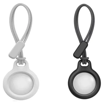 Image de 2x étuis pour Apple Airtag 2021 avec porte-clés blanc noir