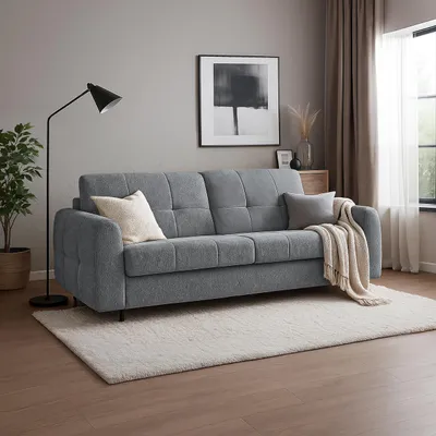 Produktbild von Schlafsofa PIREUS – Sofa mit Bettfunktion, Matratze & Klappmechanismus 250x90 cm, Dunkelgrau