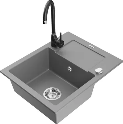 Immagine prodotto di Mexen Enzo lavello in granito 1-vasca con gocciolatoio e miscelatore cucina Telma, grigio - 6506-71-670200-70