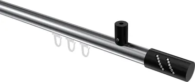 Produktbild von Interdeco Innenlaufstange / Gardinenstange mit Innenlauf Chrom / Schwarz, Typ Sonius Zoena (Glitzerzylinder) Deckenmontage, 20 mm Ø 1-läufig, 220 cm