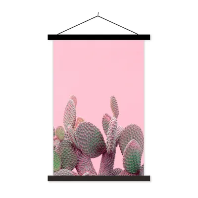 Produktbild von MuchoWow® Textilposter Kaktus - Pflanzen - Sommer 60x90 cm mit schwarzem Rahmen - Poster Wohnzimmer