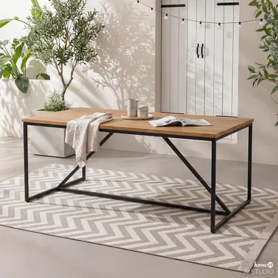 Produktbild von home24 Gartentisch - Akazie Massiv / Stahl - Braun / Schwarz