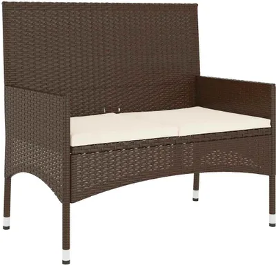Produktbild von vidaXL Gartenbank 2-Sitzer mit Kissen Braun Poly Rattan