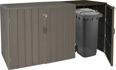 Immagine prodotto di 1 Estensione del coperchio del cestino in WPC HWC-J28, cestino di , aspetto legno metallico ~ marrone