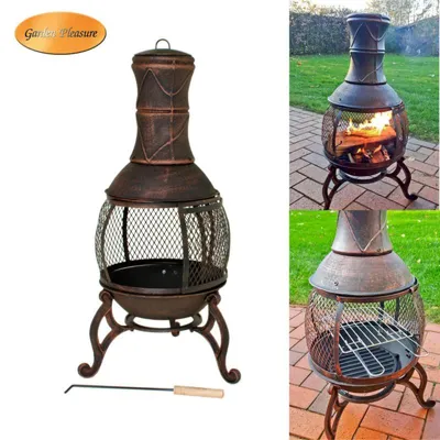 Obrázek produktu pro Fire Beam Fire Beam 2v1 zahradní krb a grilovací pec s mřížovými dvířky - litina - 38 x 90 cm
