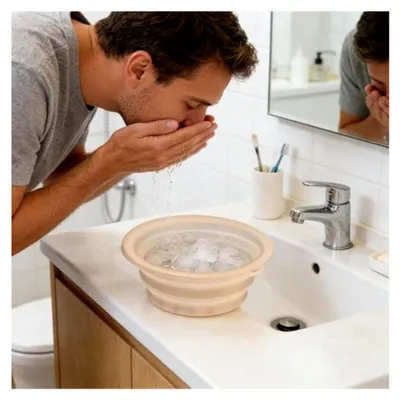 Produktbild von Eisbad-Schüssel für das Gesicht - Kaltwasser-Facial-Becken | Eiskompressen-Becken für das Gesicht - für Spa, Badezimmer, Zuhause, Hotel, Geschäftsreisen, Camping, Fitnessstudio und Wandern