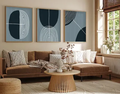 Produktbild von Wallity, Elegantes Dekoratives Wandbild (3 Teile), 50 x 70 cm | 100% MDF (3 mm) mit Rahmen aus massivem Holz (2,5 cm) | Perfekt für modernes Wohnen und stilvolle Akzente.