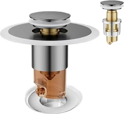 Immagine prodotto di INF Lavabo Pop-Up Scarico Filtro Universale in Acciaio Inox e Ottone Grigio