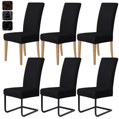 Productafbeelding van Stoelhoes set van 6, jacquard stretch, universeel, zwart, wasbaar
