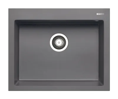 Produktbild von PYRAMIS Spüle ISTROS 61x50 in IRON GREY mit Excenterbedienung / Granitspüle / Steinspüle / Ausschnitt 590 x 480 mm