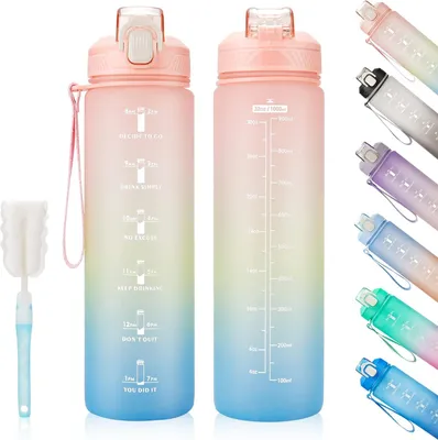 Produktbild von Wasserflasche mit Zeitmarkierung - Auslaufsicher und BPA-frei - 1 L