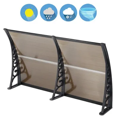 Produktbild von Tür- und Fenster-Vordach - Außenmarkise / Überdachung - Polycarbonat PC - 100 x 200 cm - Regen- und UV-Schutz - Für Terrasse und Balkon