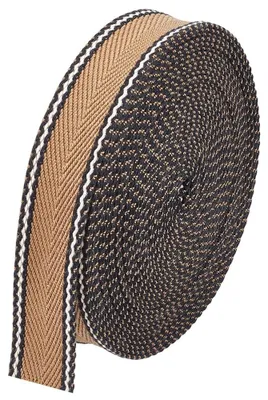 Produktbild von Einzelrolle, 10 Yards - 32 mm breites, beiges Band - Polyester/Baumwoll-Webband - Flaches Webband für Taschenhenkel - Bänder/zum Nähen - Langlebiges Material
