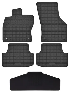 Productafbeelding van Rubberen automatten + tunnelmat voor Volkswagen Polo VI vanaf 2017 (hatchback) – 5-delig, zwart, op maat – Wielganizator SolidTread