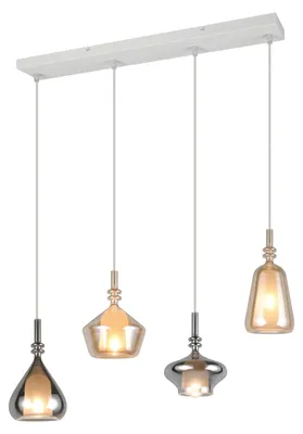 Immagine prodotto di Lampada a sospensione, metallo, bianco, opaco, E14, 4 luci, H 200 cm