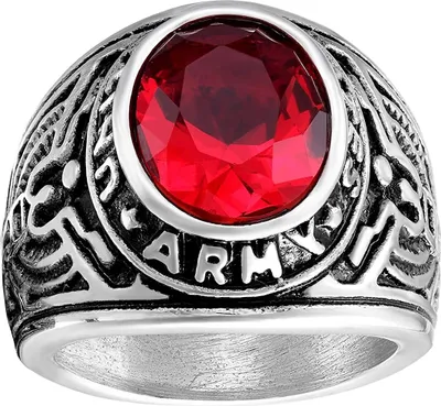 Produktbild von Karisma Männer Edelstahl 316L Ring - USA Militär Stein Rot - Untited States Army- RHC4006 - 60(19.1)