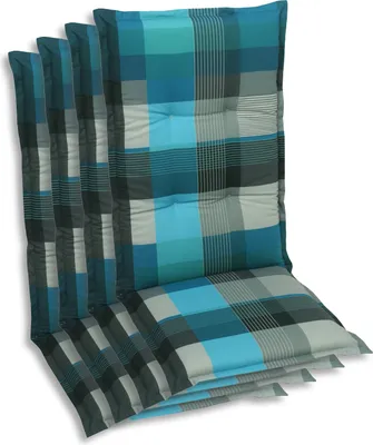 Produktbild von GO-DE Textil, Sesselauflage Mittellehner, 4er Set, Farbe: blau, Maße: 108 cm x 50 cm x 7 cm, Rueckenhoehe: 60 cm
