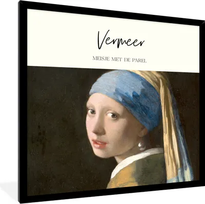 Produktbild von MuchoWow® Gerahmtes Poster Das Mädchen mit dem Perlenohrring - Johannes Vermeer - Alte Meister 40x40 cm - Poster mit Schwarzem Bilderrahmen Wandposter Rahmen Foto Bilder - Mit Rahmen - Wanddekoration Schlafzimmer
