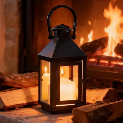 Image de Lanterne en métal, noire, pour l'extérieur, lanternes noires, lampes décoratives à bougies, 23 cm, idéale pour les cimetières, l'extérieur, le salon, le balcon