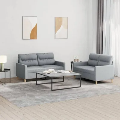 Immagine prodotto di Maison Exclusive - Set divano a 2 posti con cuscini in tessuto grigio chiaro