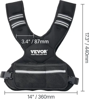 Obrázok produktu pre VEVOR nastaviteľná záťažová vesta 5-9,1 kg, so 6 závažiami Ironsand a reflexným prúžkom, tréningová súprava s telesnou hmotnosťou