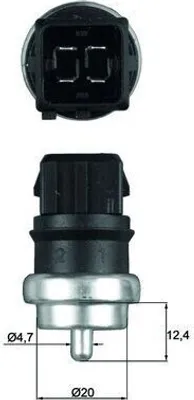 Produktbild von MAHLE TSE 14 Kühlmitteltemperatursensor für RENAULT Clio III Schrägheck (BR0/1, CR0/1) CLIO II (BB0/1/2, CB0/1/2) SCÉNIC II (JM0/1) GRAND SCÉNIC II