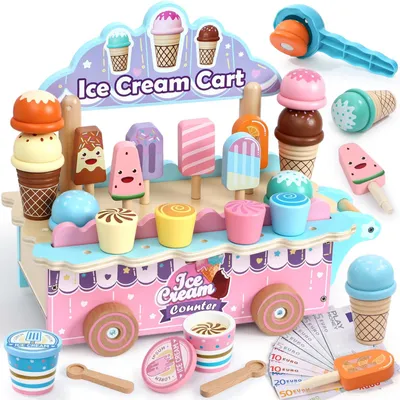 Productafbeelding van Houten speelgoed: een gletsjer met een ijsvrachtwagen en accessoires, een educatief rollenspel, 1 set, voor kinderen