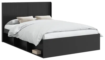 Produktbild von Bettgestell mit Stauraum und Kopfteil Schwarz 120 x 200 cm