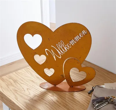 Produktbild von Metallherz "Wilkommen" in Rost Optik, Shabby Look, Hochzeitsdeko